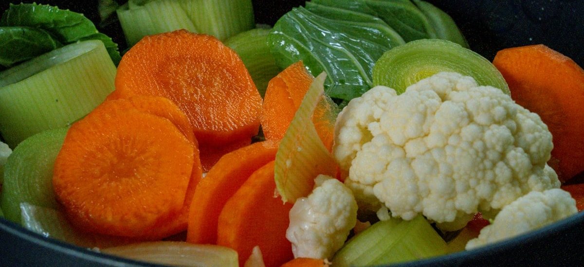 Vegetables, prepared and ready to be cooked as part of a Sunday dinner.